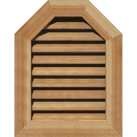 Octagonal Top Gable Vent Western Red Cedar Gable Vent W/1 X 4 Flat Trim Frame, 24W X 34H